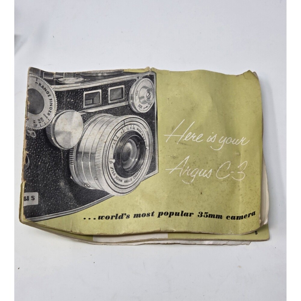 Argus C3 "The Brick" 35mm Rangefinder Camera Coated Cintar Lens Case Manual - Picture 3 of 16